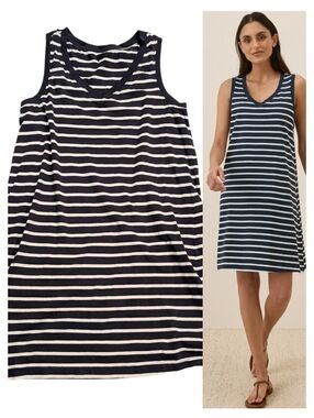 Pact Organic Monterey Stripe Softspun A-Line Tank Dress Size Medium